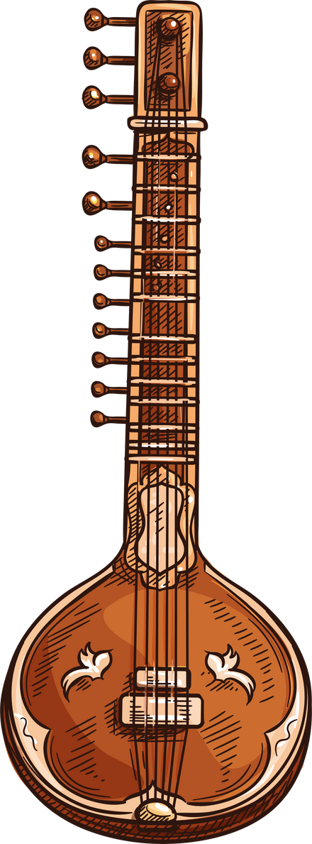 Musical instrument indian sitar icon